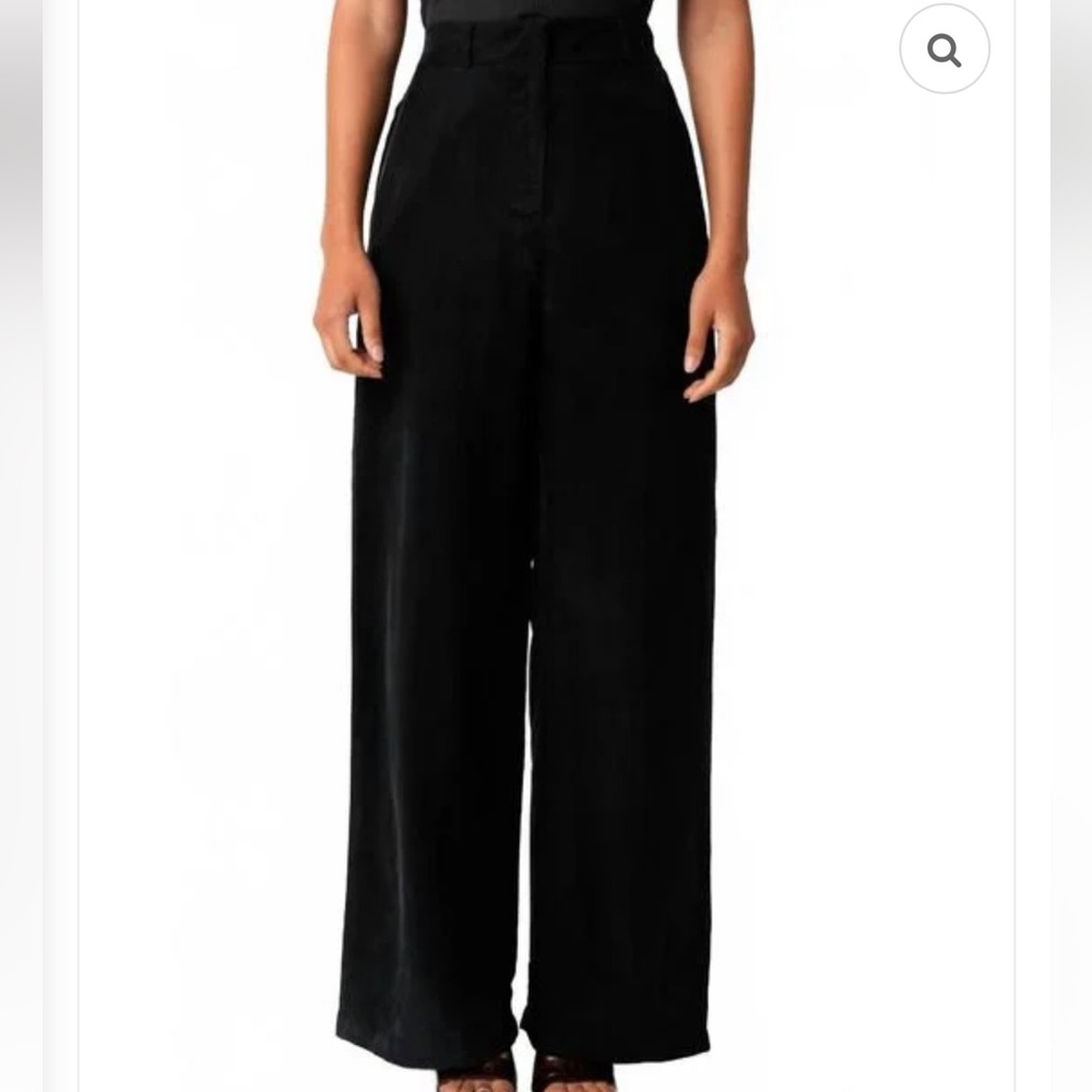 Olivaceous Women's Black Cupro Wide-Leg Pants NWT Large Boutique Brand